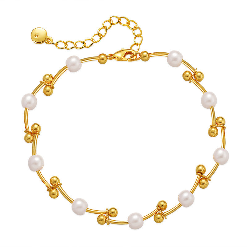 Wholesale Pearl Gold Ball Copper Bracelet